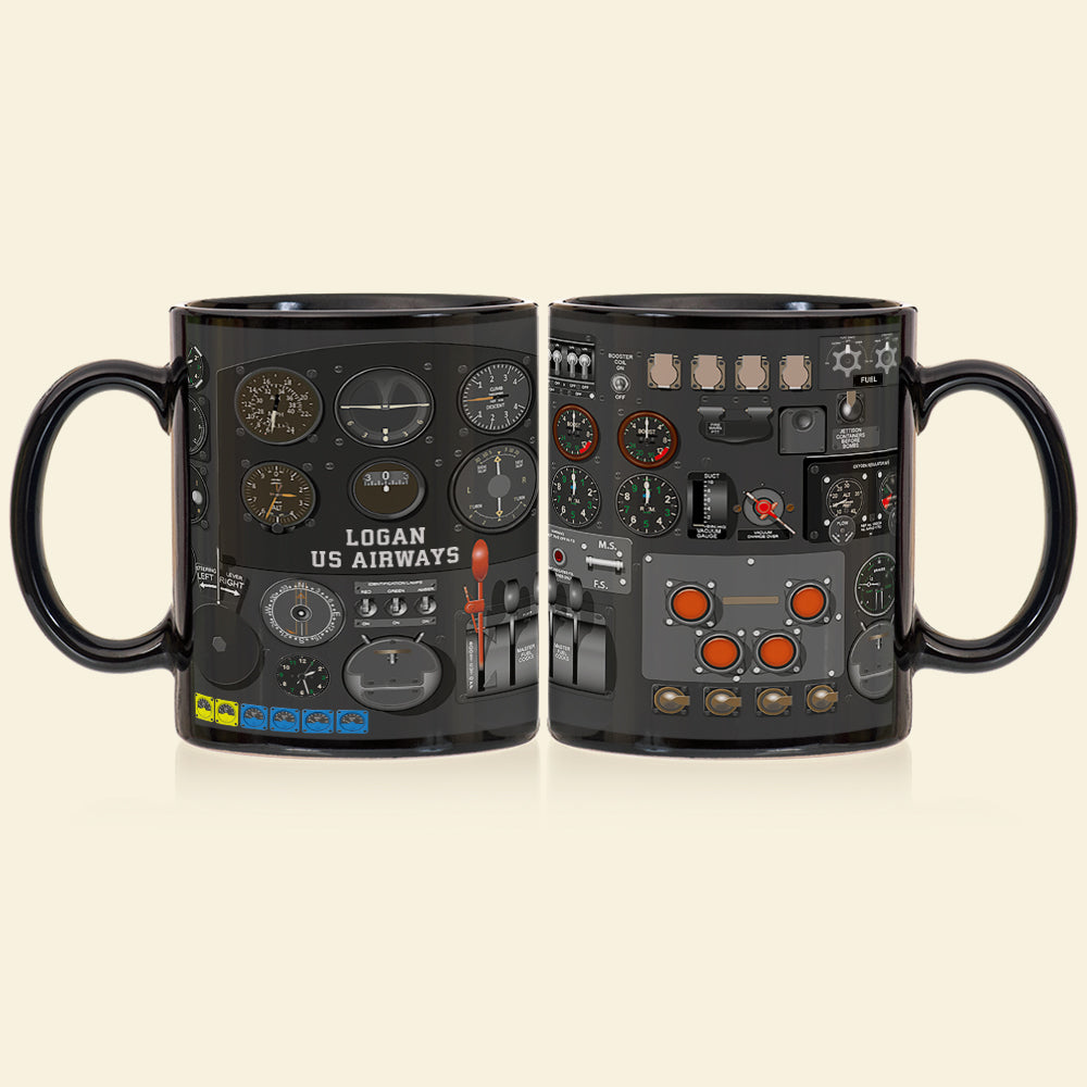 Personalized Plane Dashboard Mug, Custom Airplane Cockpit, Gift For Airplane Lovers (AP0402)