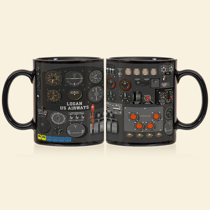 Personalized Plane Dashboard Mug, Custom Airplane Cockpit, Gift For Airplane Lovers (AP0402)