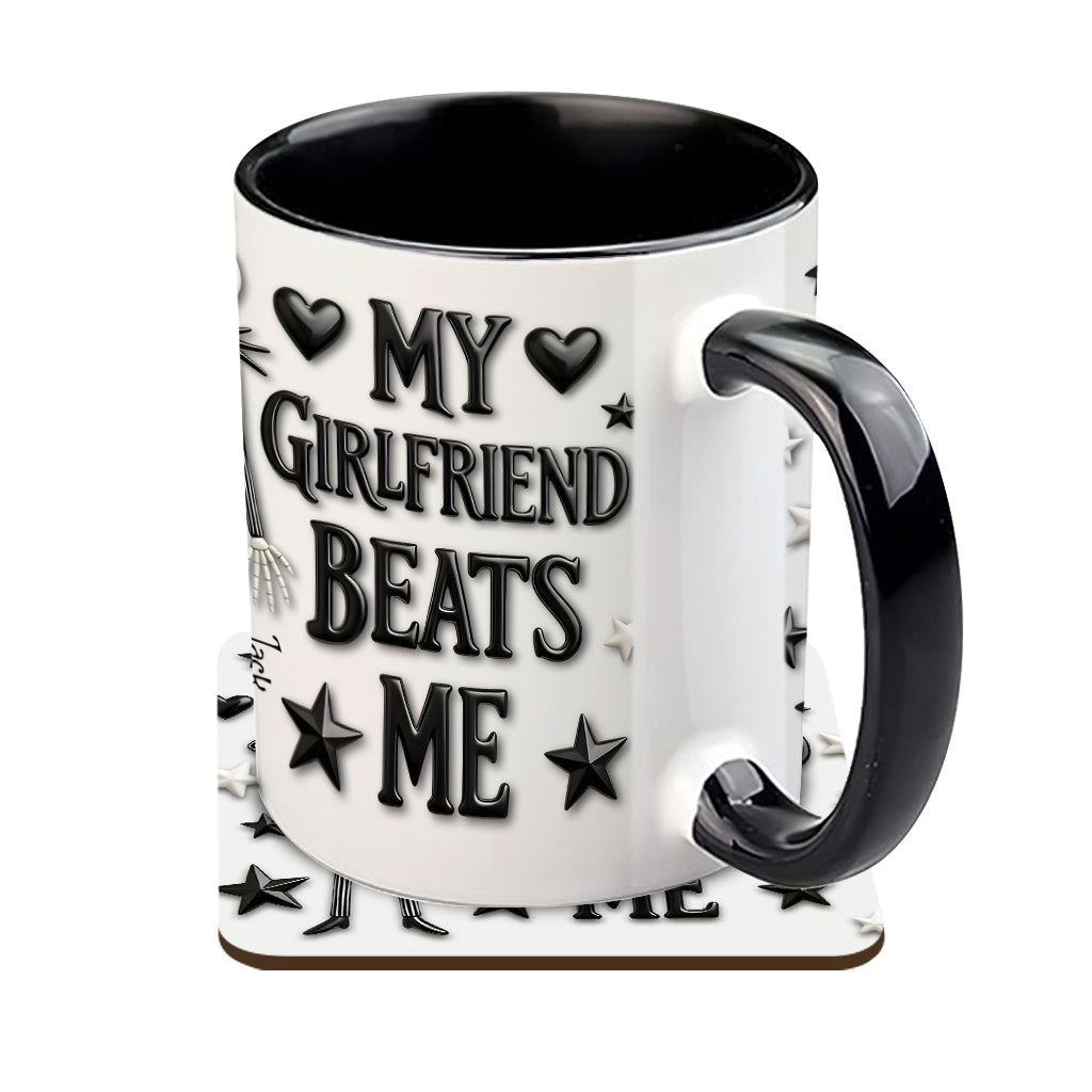 Spooky My Girlfriend Beats Me - Personalized Accent Mug - Gift For Couple, Christmas, Valentine HH01