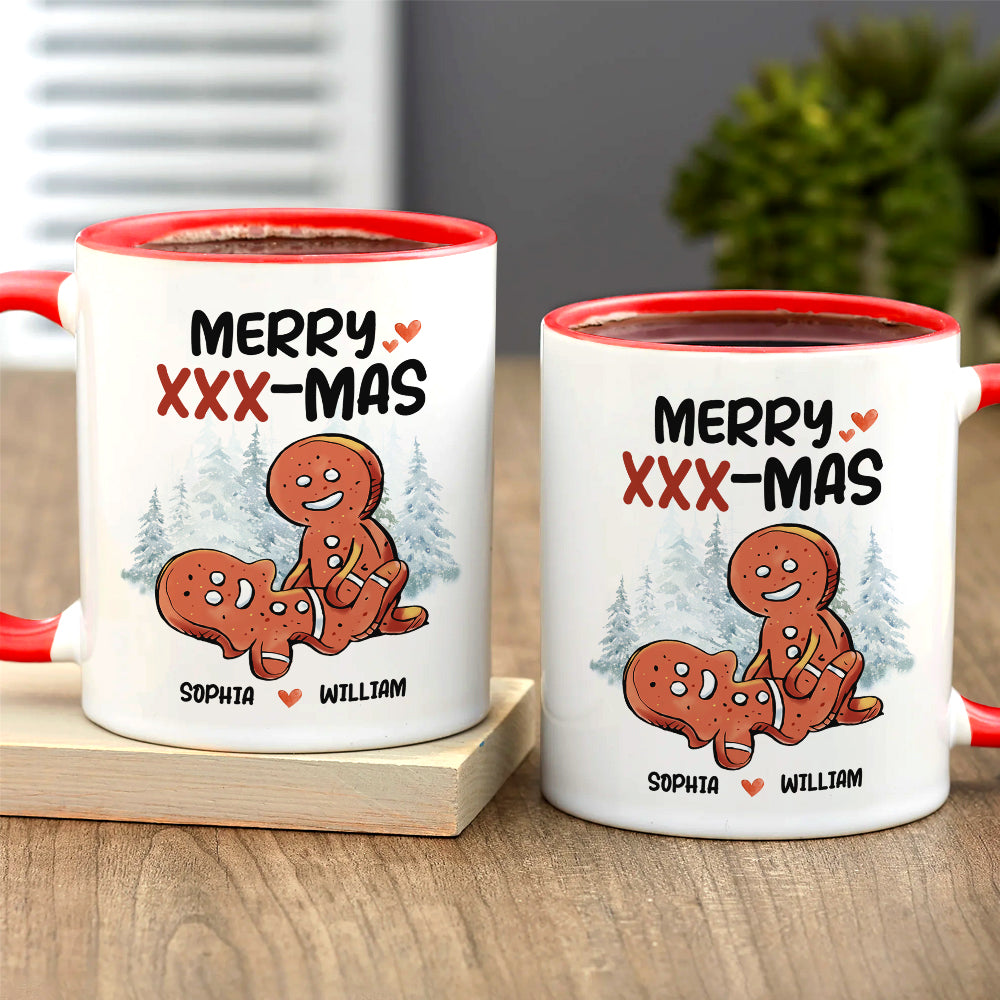 Funny Couple Merry XXX Mas, Personalized Accent Mug, Gifts For Him - Gifts For Her