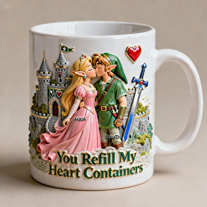 LoZd You Refill My Heart Containers - Personalized White Mug - Gift For Couple, Fan Movies HH01