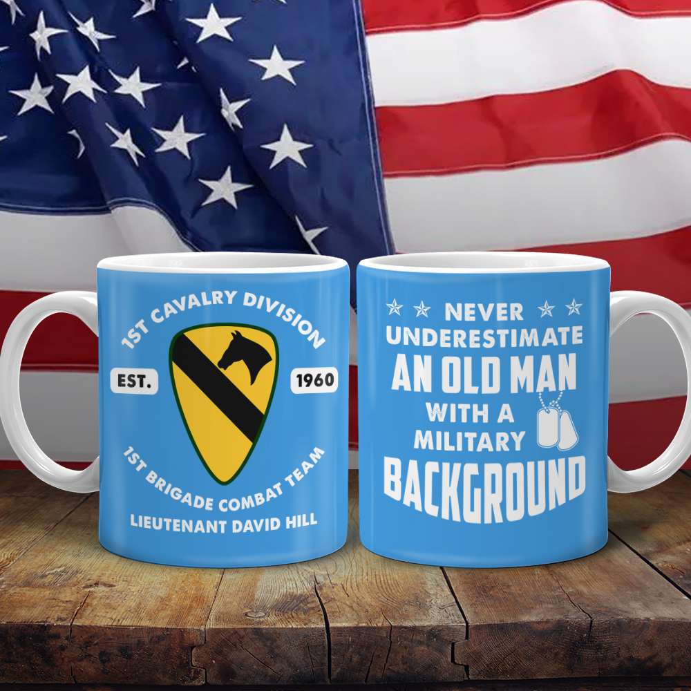 Never Underestimate An Old Man With A Military Background - Personalized White Mug - Gift with Customized Logo