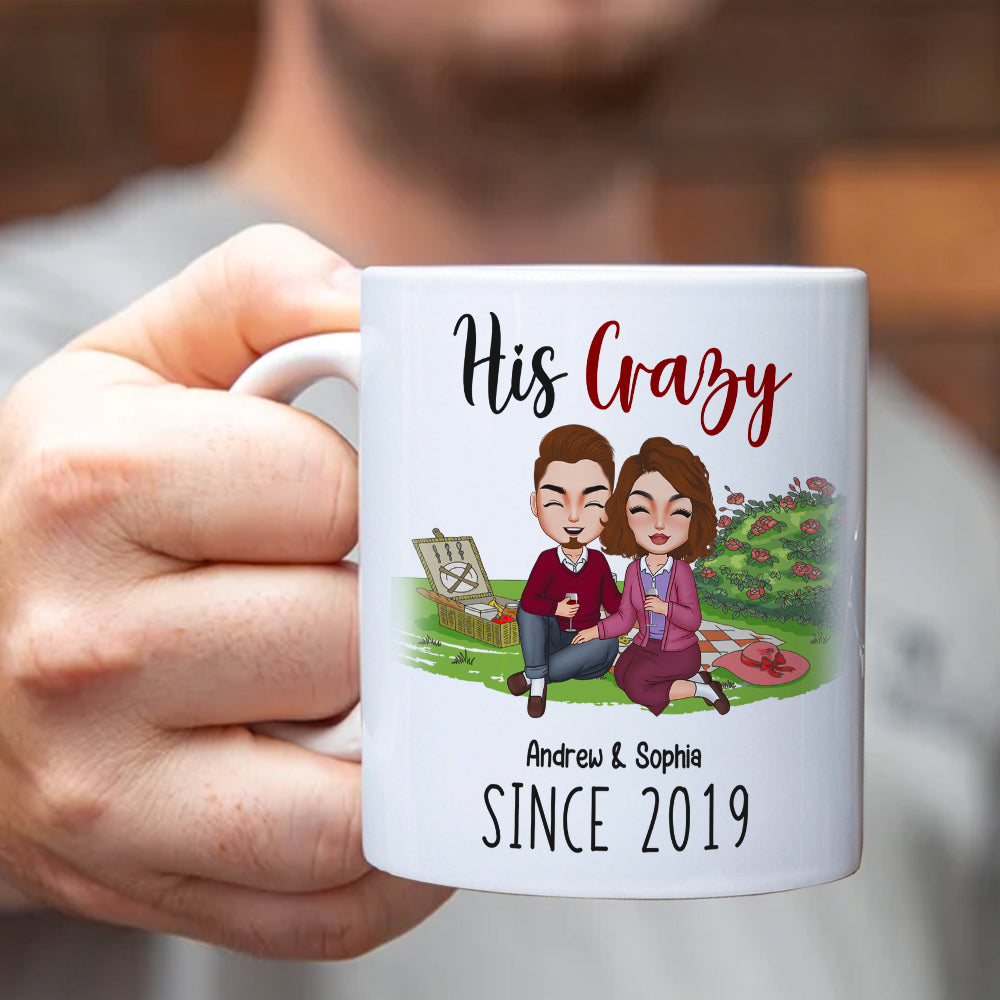 His Crazy - Her Weirdo , Personalized White Mug, Couple Anniversary, Gift For Couple