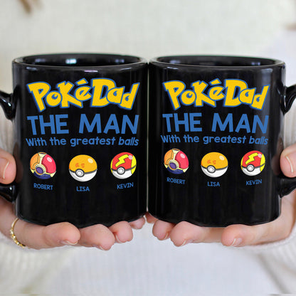 The Man With The Greatest Balls Personalized Black Mug-Gift For Dad-3OHDT010623
