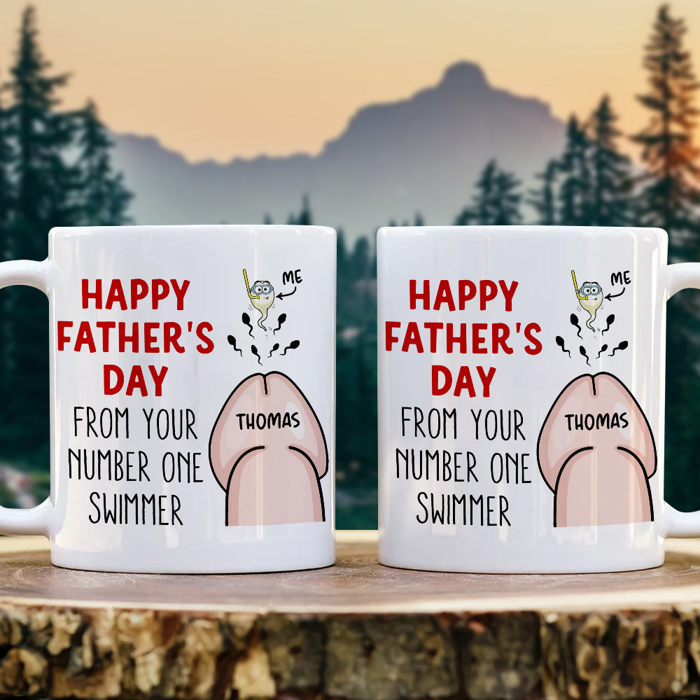 Happy Father's Day From Your Number One Swimmer, Personalized Mug, Gift For Dads