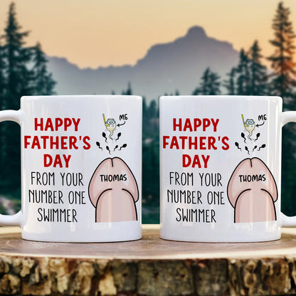 Happy Father's Day From Your Number One Swimmer, Personalized Mug, Gift For Dads