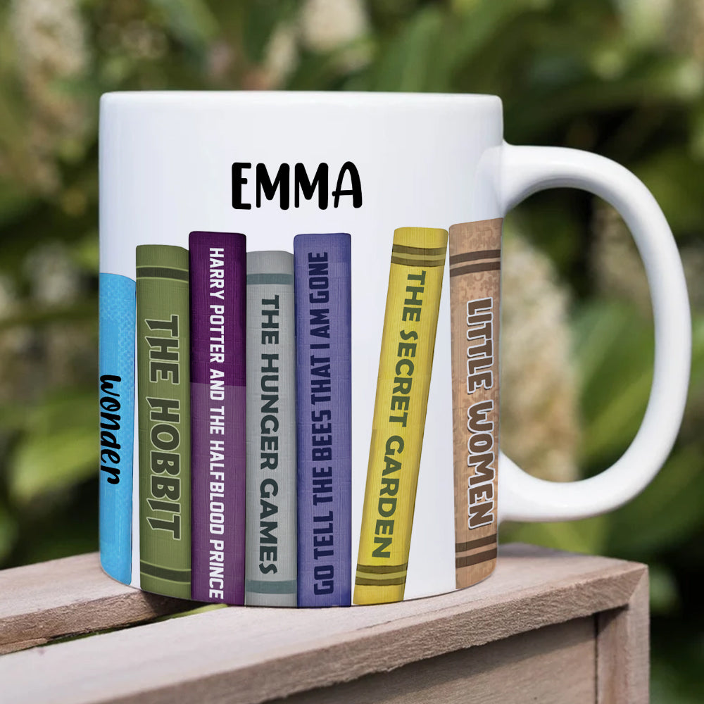 Custom Book Titles Mug, Gift For Book Lovers
