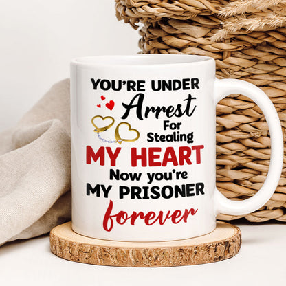 You're Under Arrest For Stealing My Heart, Couple Gift, Personalized Mug, Prisoner Custom Photo Couple Mug