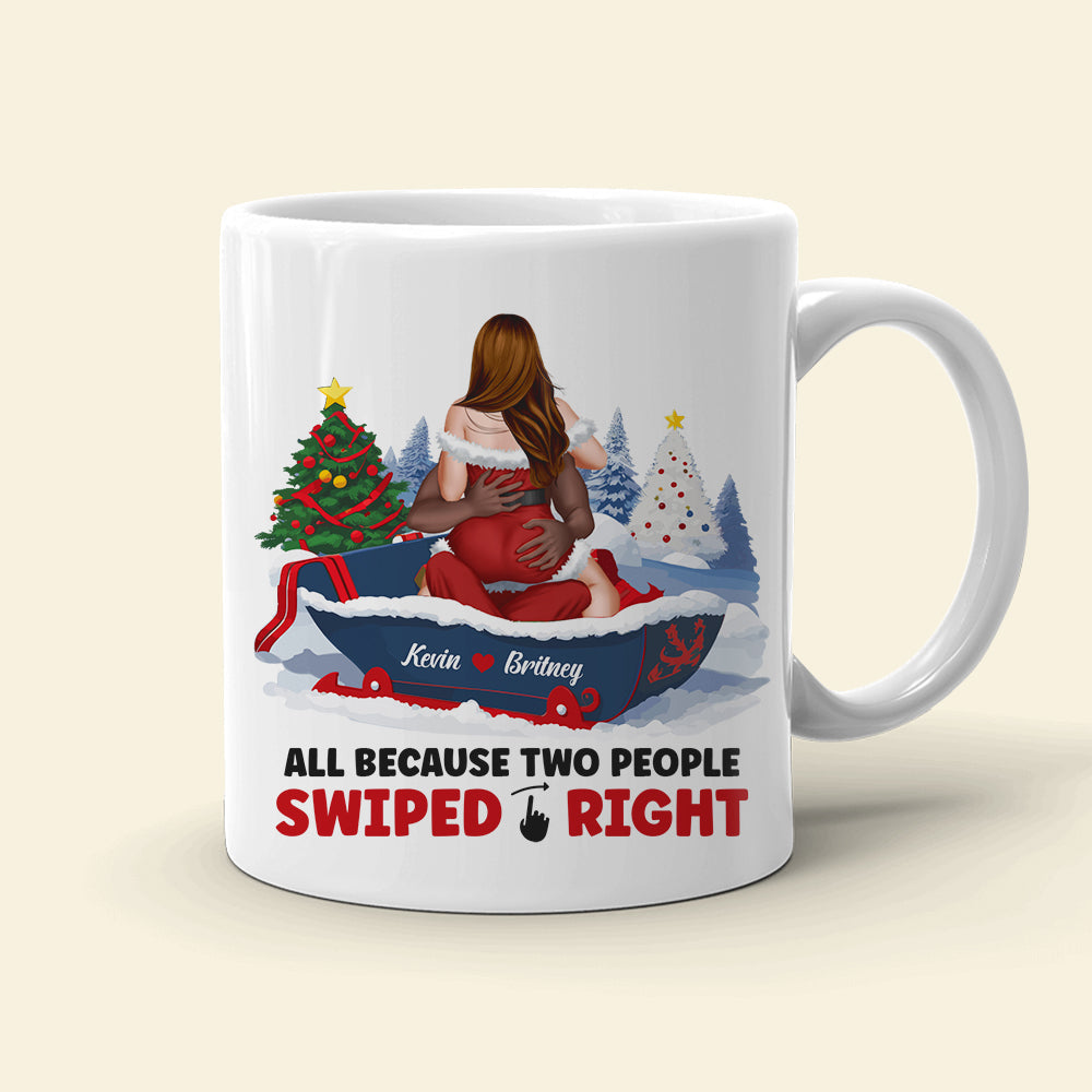 All Because Two People Swiped Right, Personalized Coffee Mug, Christmas Gifts For Couple