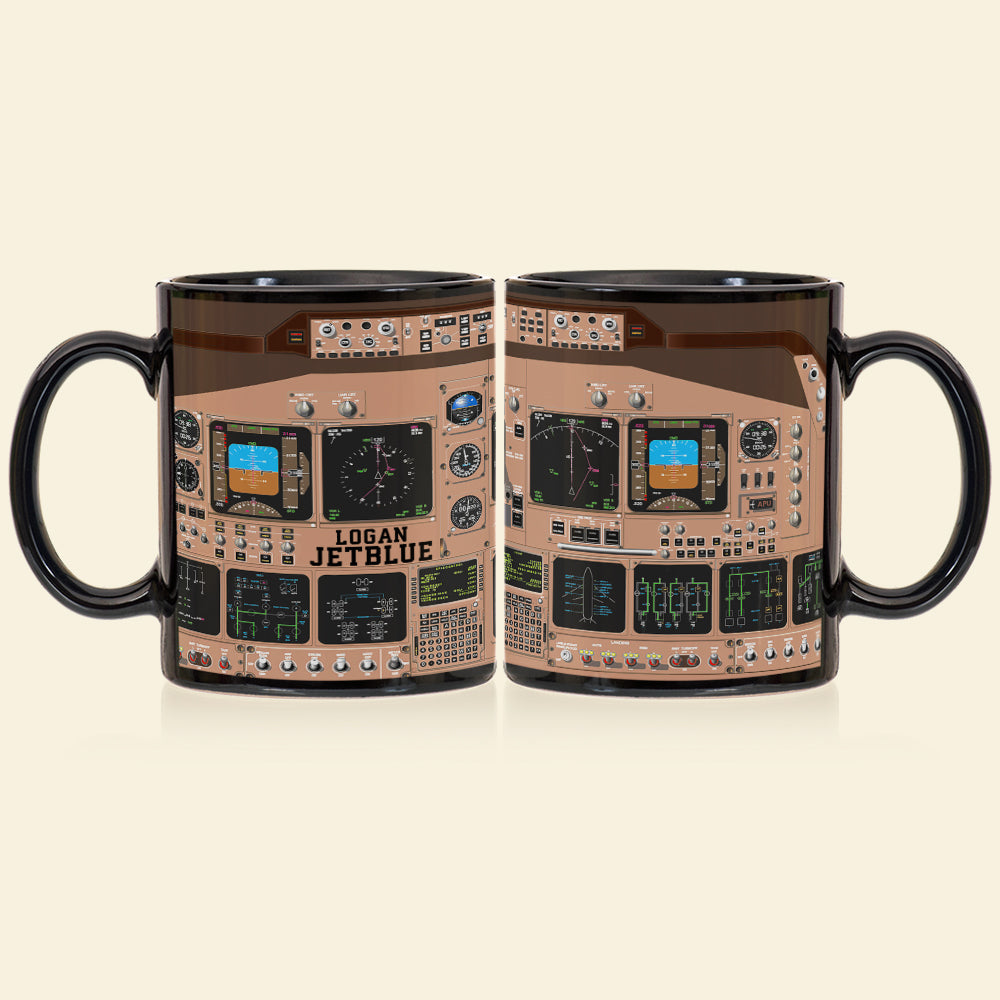 Personalized Plane Dashboard Mug, Custom Airplane Cockpit, Gift For Airplane Lovers (AP0402)