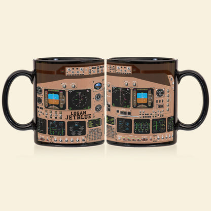 Personalized Plane Dashboard Mug, Custom Airplane Cockpit, Gift For Airplane Lovers (AP0402)
