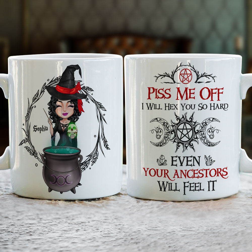 Piss Me Off, Gift For Witch Lover, Personalized Mug, Witch Girl Mug, Halloween Gift