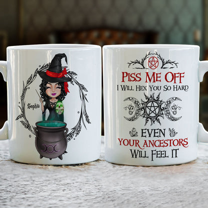 Piss Me Off, Gift For Witch Lover, Personalized Mug, Witch Girl Mug, Halloween Gift
