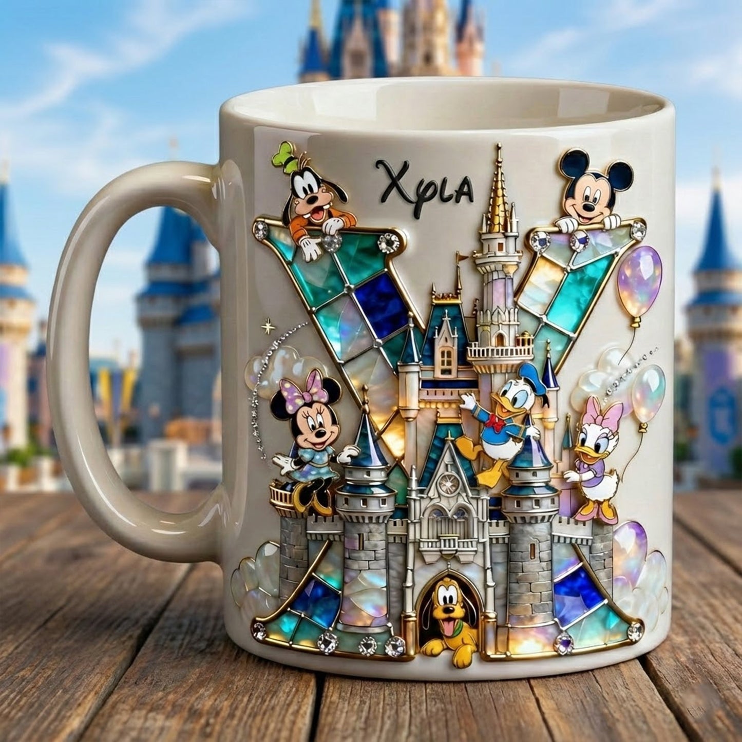 MkMo Magic Mouse Sparkling With Alphabet Initial - Personalized White Edge-to-Edge Mug - Gift For Fan Movies HH01