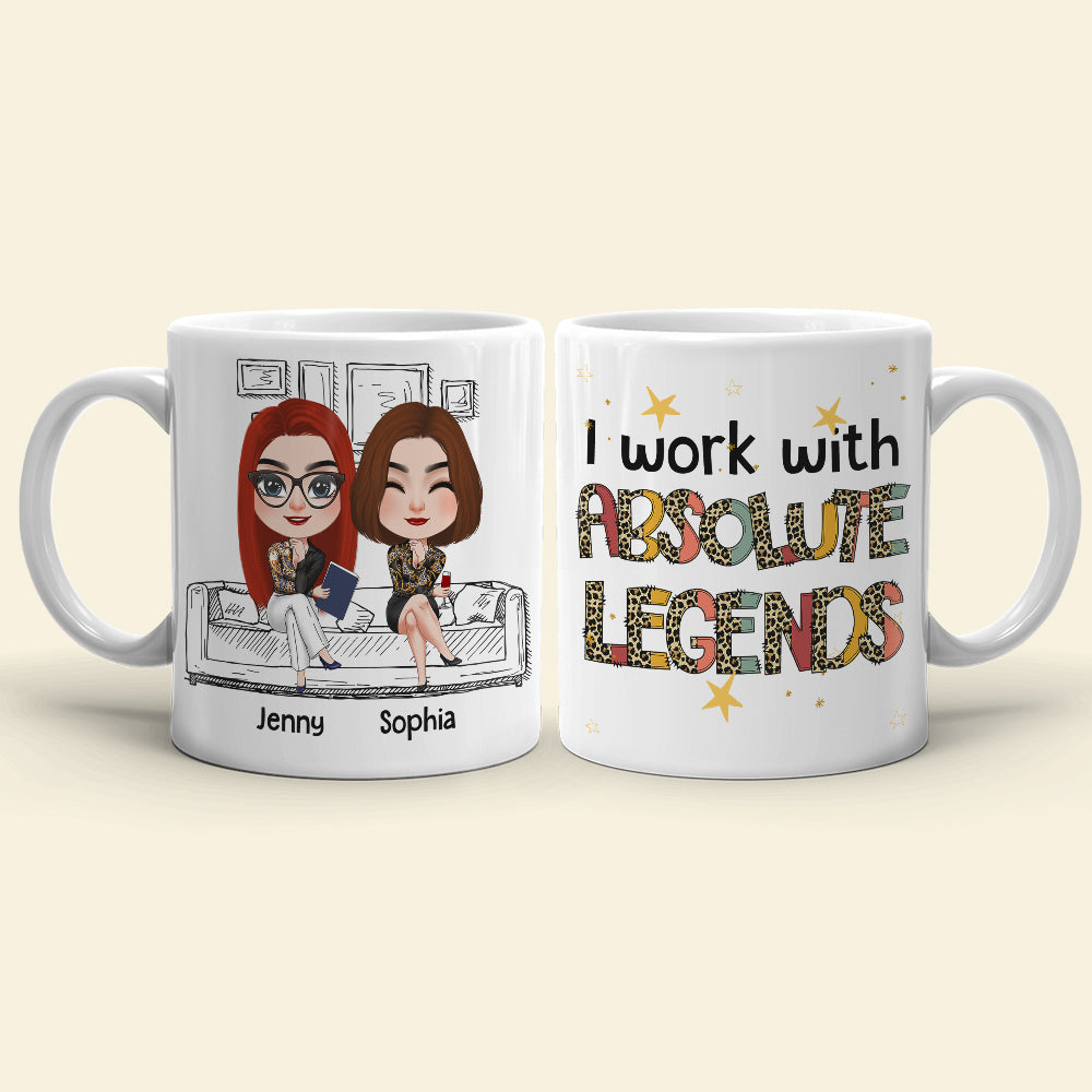 I Work With Absolute Legends, Personalized Coffee Mug, Gifts For Colleague