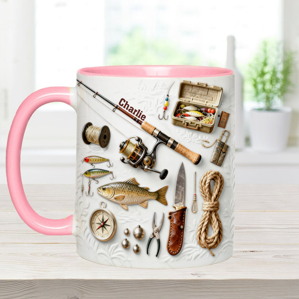 Just Loves Fishing - Personalized Accent Mug HH01