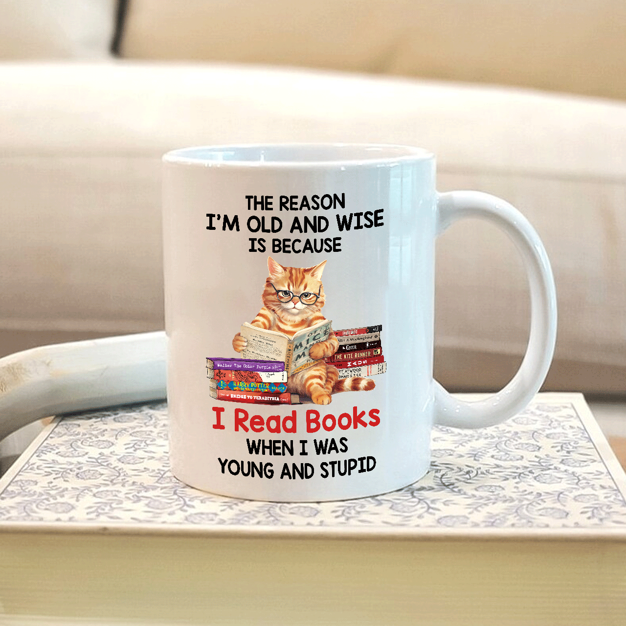 The Reason I'm Old And Wise Is Because I Read Books When I Was Young And Stupid - Personalized Mug - Gift For Book Lovers, Readers HH01