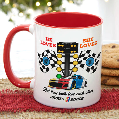 But They Both Love Each Other, Couple Gift, Personalized Mug, Racing Car Couple Mug 02HUTI091023