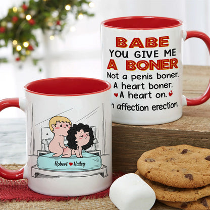 Babe You Give Me A Boner Not A Penis Boner A Heart Boner funny couple mug