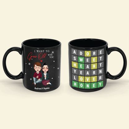 I Want To Grow Old With You Personalized Wordle Couple Mug, Gift For Couple