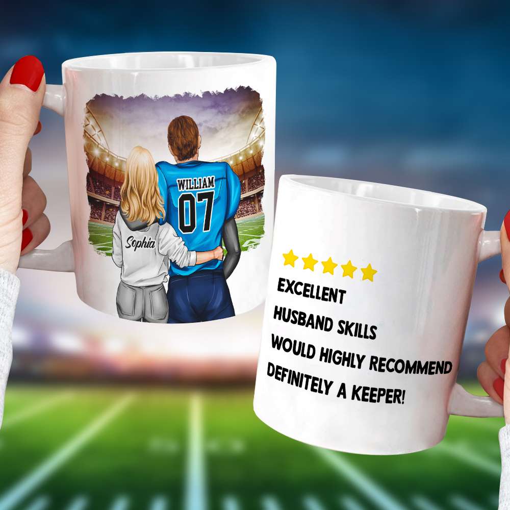 Excellent Husband Skill, Gift For Him, Personalized Mug, Football Couple Mug, Couple Gift