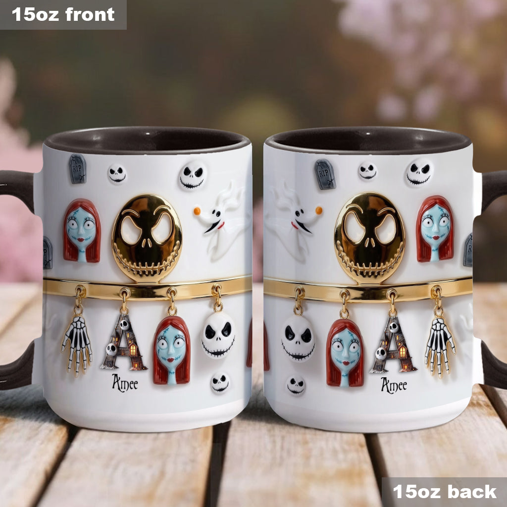 Spooky Charater With Name Letter - Personalized Accent Mug - Gift For Movie Fans NL122