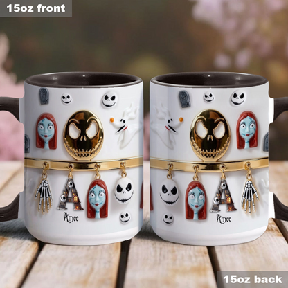 Spooky Charater With Name Letter - Personalized Accent Mug - Gift For Movie Fans NL122