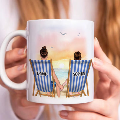 Sitting Next To You Doing Absolutely Nothing, Personalized White Mug, Couple Hand In Hand, Gift For Couple