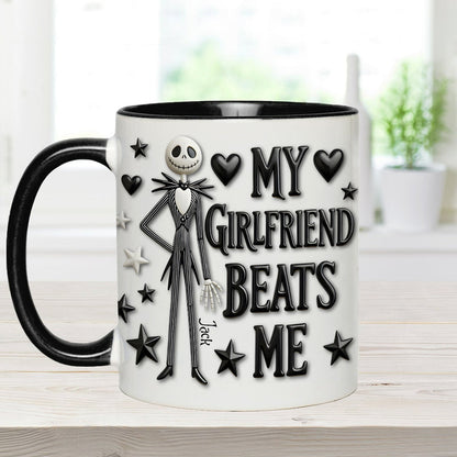 Spooky My Girlfriend Beats Me - Personalized Accent Mug - Gift For Couple, Christmas, Valentine HH01