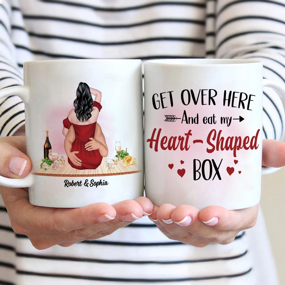 Get Over Here And Eat My Heart - Shaped Box, Personalized Couple Tumbler, Gift For Couple