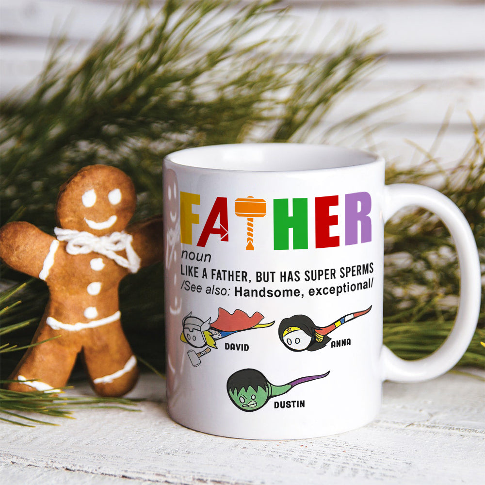 Father Like A Father But Has Super Sperms Personalized Father's White Mug, Gift For Father