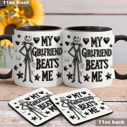 Spooky My Girlfriend Beats Me - Personalized Accent Mug - Gift For Couple, Christmas, Valentine HH01
