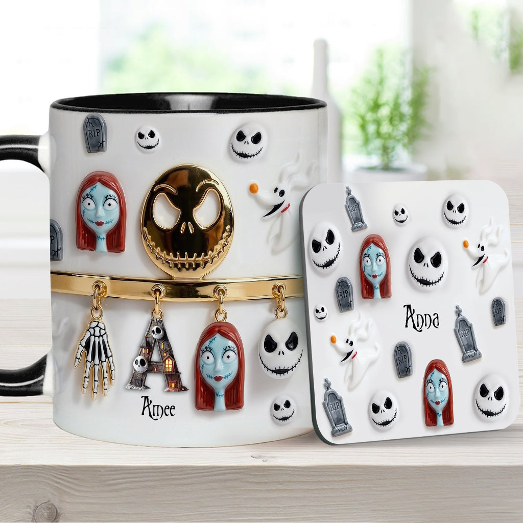 Spooky Charater With Name Letter - Personalized Accent Mug - Gift For Movie Fans NL122