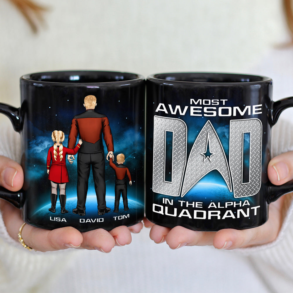 Awesome Dad And Children 02QHDT100523HH Personalized Family Black Mug