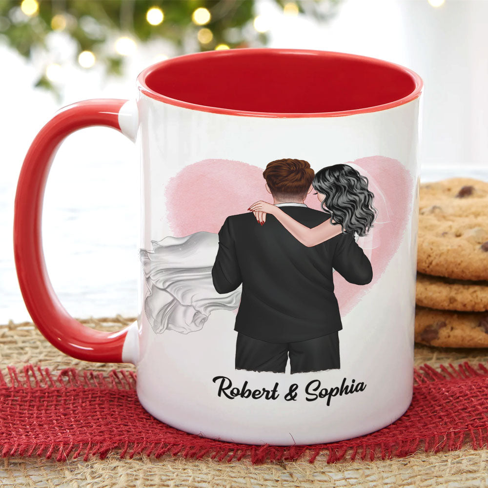 And She Lived With The Same Penis Forever - Personalized New Wedding Couple Mug - Gift For Couple