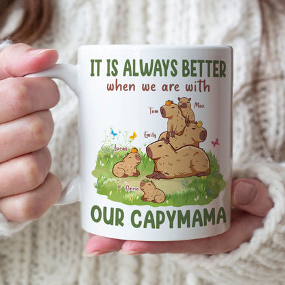 It Is Always Better When We Are With, Personalized Mug, Gift For Mom, Mother's Day Gift, Capybara Mom And Kids Mug