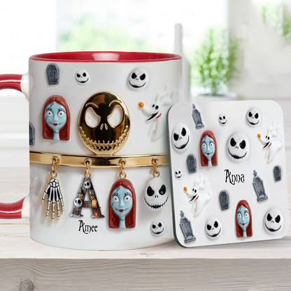 Spooky Charater With Name Letter - Personalized Accent Mug - Gift For Movie Fans NL122