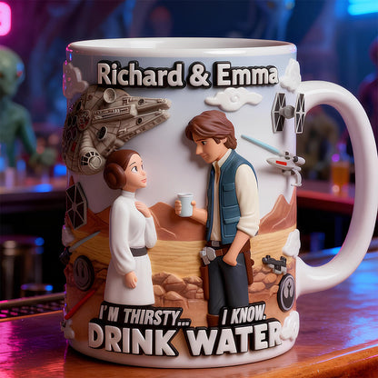 Stwa Drink Water - Personalized White Edge-to-Edge Mug - Gift For Couple, Fan Movies HH01