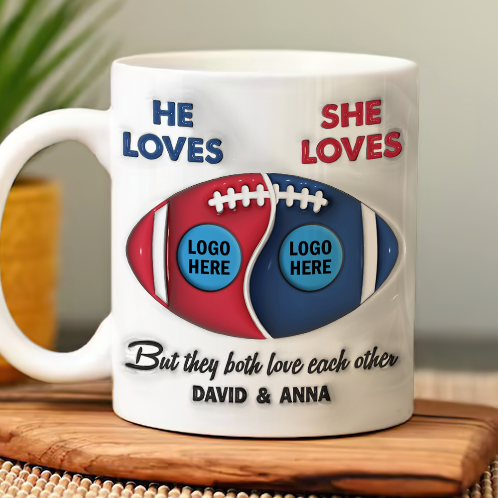 Football Couple Custom Team Logo - Personalized Mug - Gifts For American Football Lover | TM15 HN02