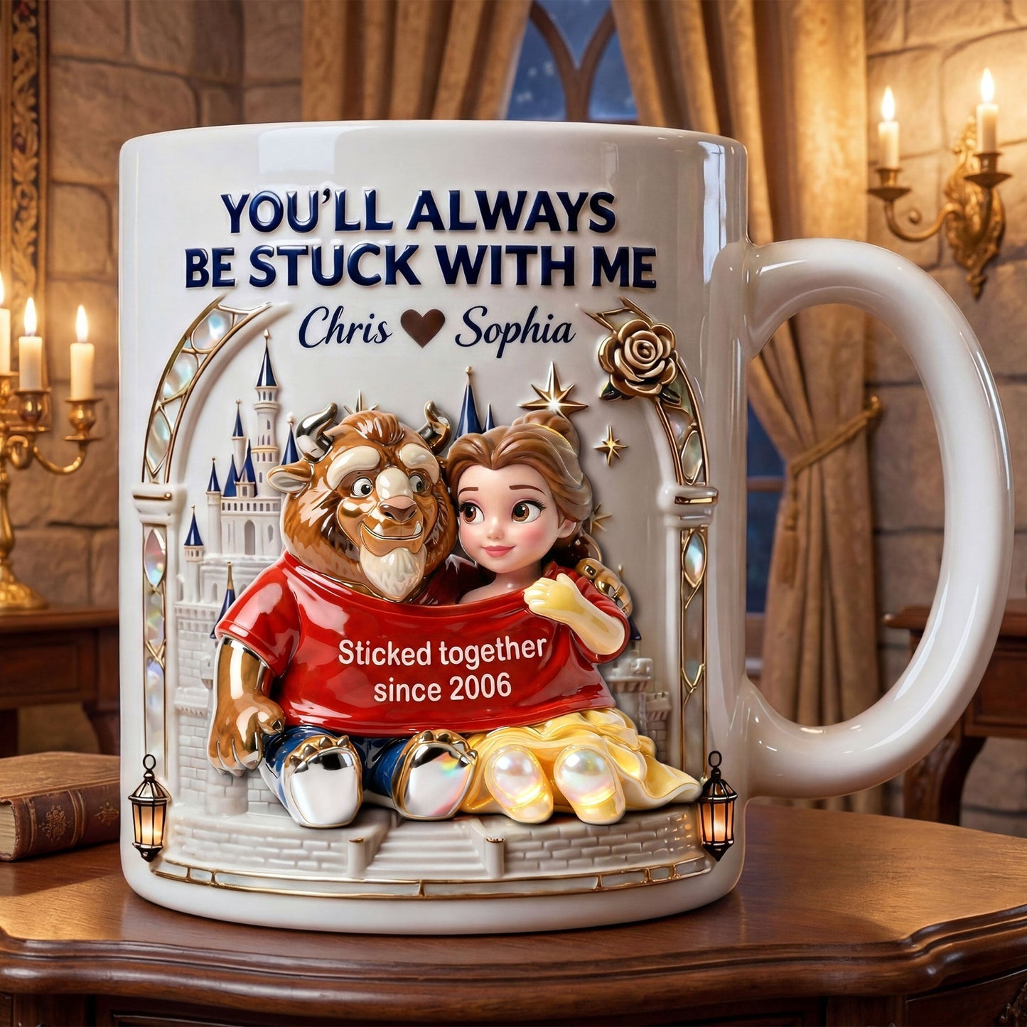 DSNY Fairytale You're Always Be Stuck With Me - Personalized White Edge-to-Edge Mug - Gift For Couple, Fan Movies, Anniversary HH01