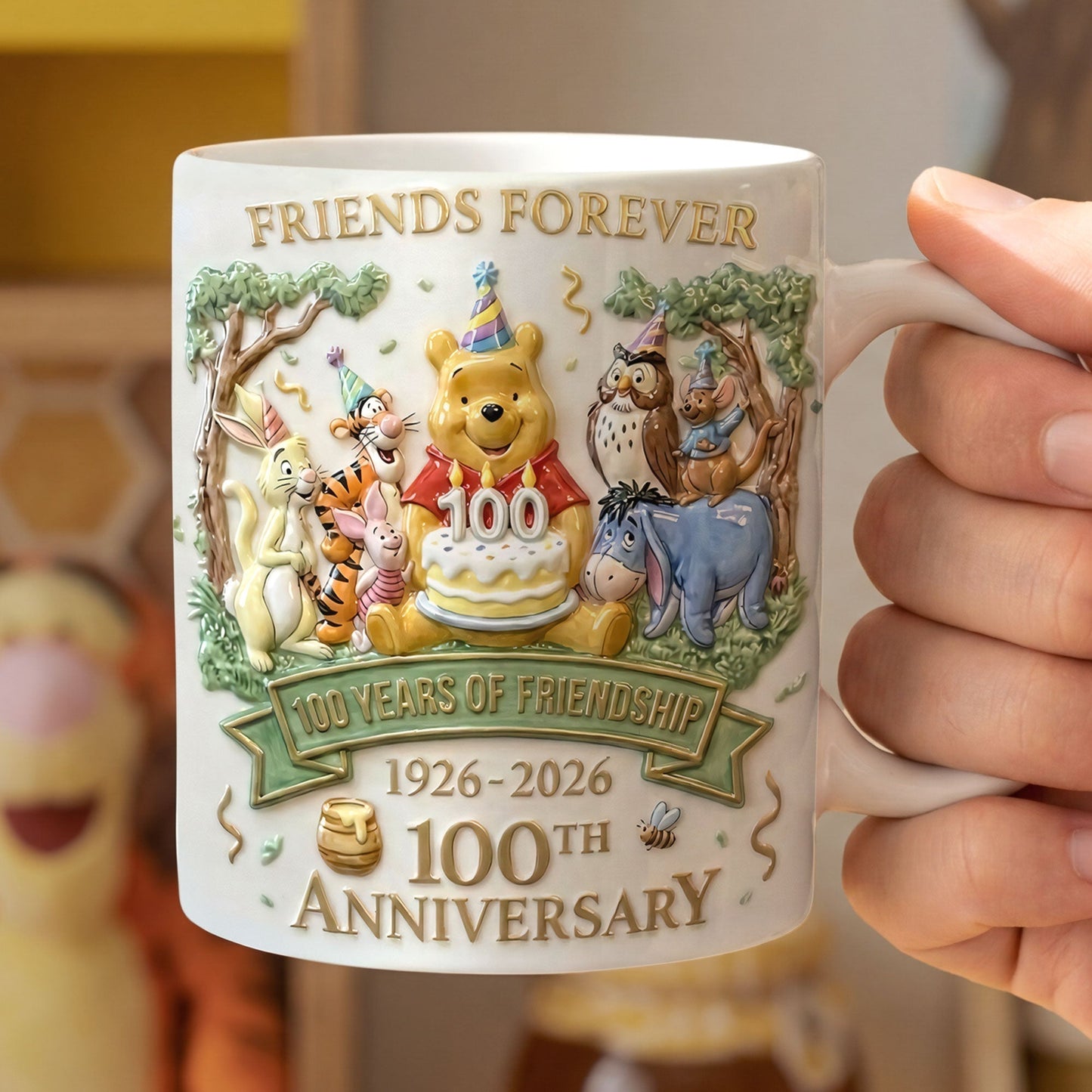 DSNY Honey Bear 100th Anniversary Friends Forever - Personalized White Edge-to-Edge Mug - Gift For Fan Movies HH01