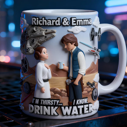 Stwa Drink Water - Personalized White Edge-to-Edge Mug - Gift For Couple, Fan Movies HH01