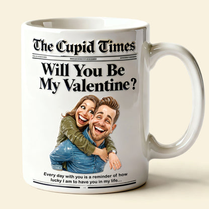 Newspaper Couple Will You Be My Valentine - Personalzied Ceramic Mug - Gift For Couples NL122