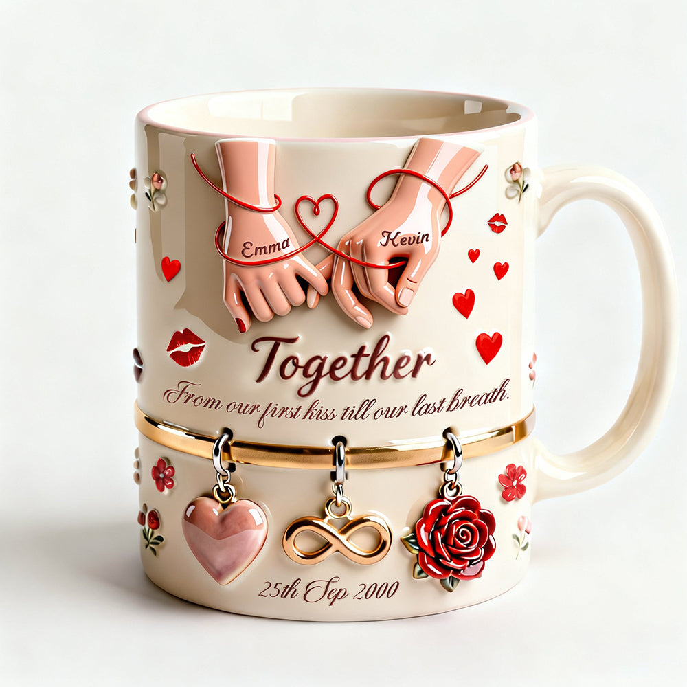Together From Our First Kiss Till Our Last Breath - Personalized Ceramic Mug - Gift For Couples | NL122