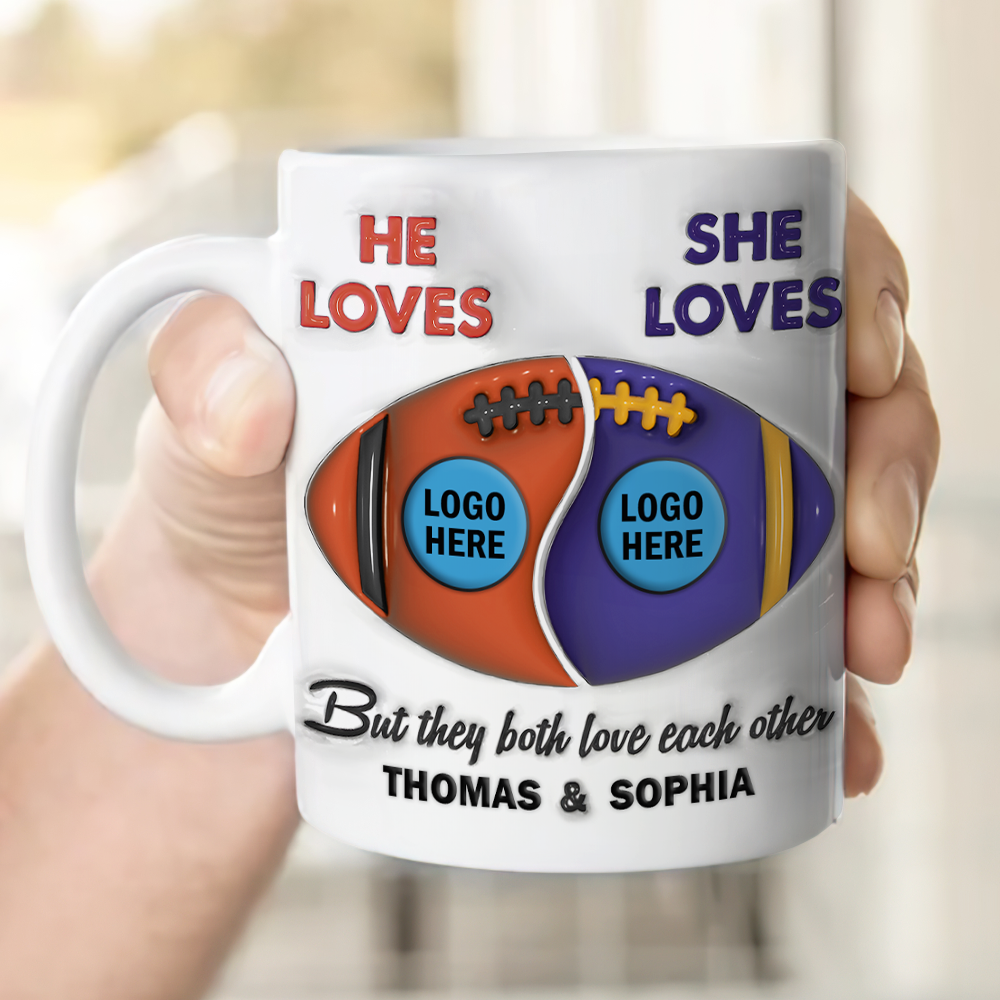 Football Couple Custom Team Logo - Personalized Mug - Gifts For American Football Lover | TM15 HN02