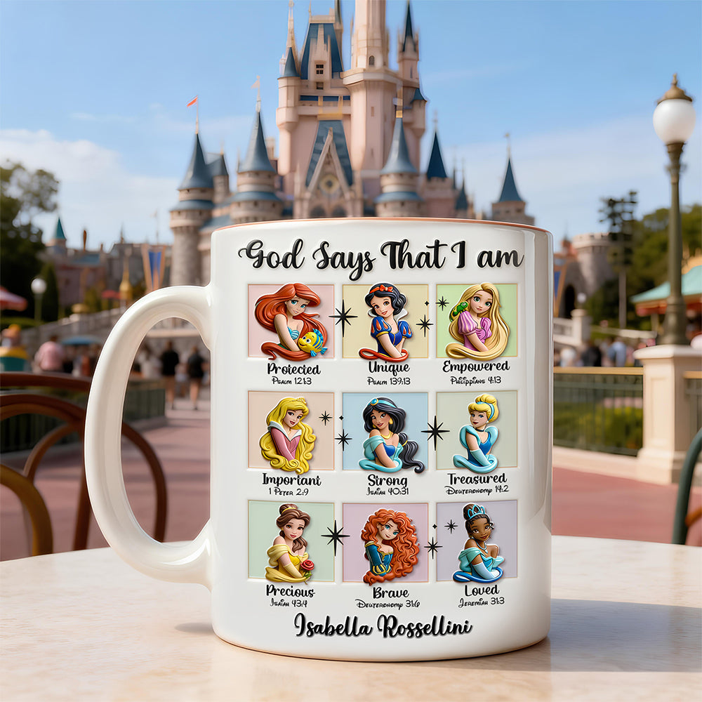 DSNY God Says That I Am Unique - Personalized White Edge-to-Edge Mug - Gift For Christians, Fan Movies HH01