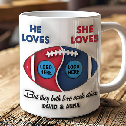 Football Couple Custom Team Logo - Personalized Mug - Gifts For American Football Lover | TM15 HN02