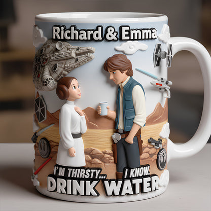 Stwa Drink Water - Personalized White Edge-to-Edge Mug - Gift For Couple, Fan Movies HH01