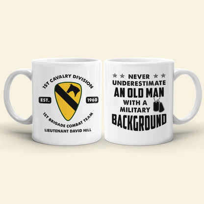 Never Underestimate An Old Man With A Military Background - Personalized White Mug - Gift with Customized Logo