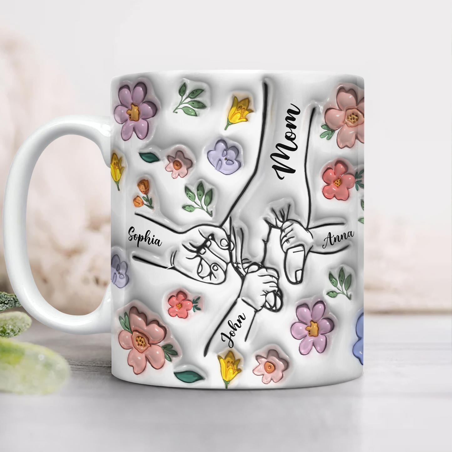 Hold My Hand, Hold My Heart Personalized Family 3D Inflated Effect Printed Mug HA75 897128